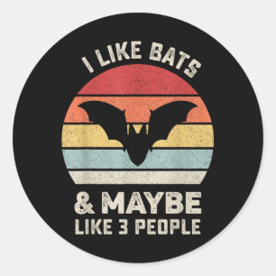 Retro I Like Bats-Shirt Tier Fledermausliebhaber G Runder Aufkleber