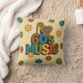 Retro I Love 60s Music for Music Lovers Kissen