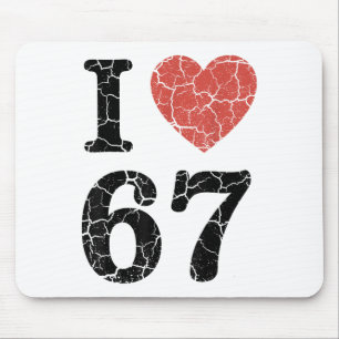 Retro I Love 67 Herz Nummer 67 Lustiges Meme Six S Mousepad