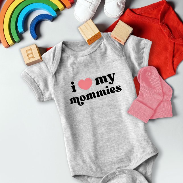 Retro I Love My Mommies Queer Moms Coeur Baby Body (Créateur téléchargé)