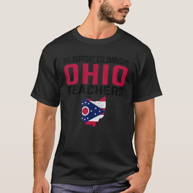 Retro I Support Columbus Ohio Teacher On Strike OH T-Shirt (Vorderseite)
