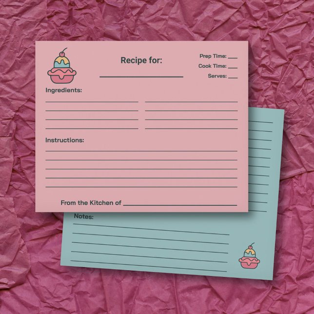 Retro Ice Cream Brautparty Rezept Karte (Retro Ice Cream Bridal Shower Recipe Card)