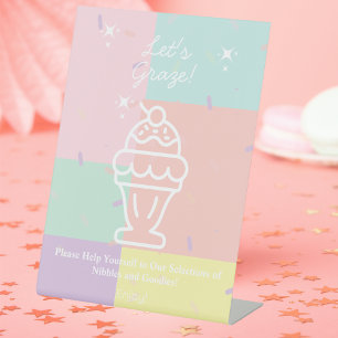 Retro Ice Cream Let's Graze! Sockelschild