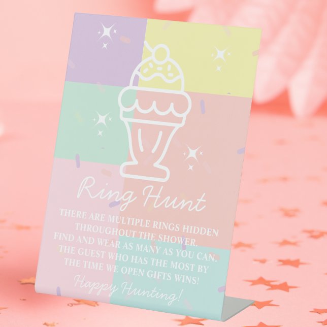 Retro Ice Cream Ring Jagd Spielparadies Schild (Retro Ice Cream Ring Hunt Game Pedestal Sign)