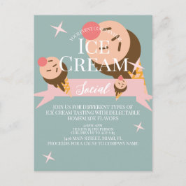 Retro Ice Cream Social Flyer Einladung Postkarte