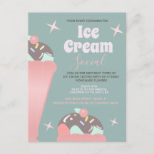 Retro Ice Cream Social Sundae Flyer Einladung