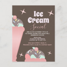 Retro Ice Cream Social Sundae Flyer Einladung