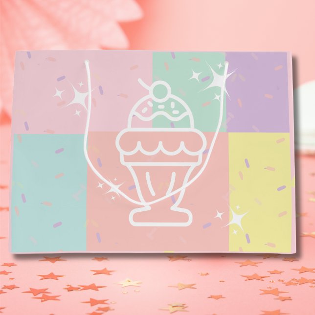Retro Ice Cream Sundae Geschenktasche Große Geschenktüte (Retro Ice Cream Sundae Gift bag)