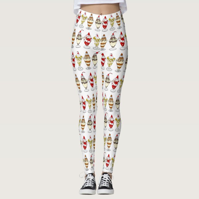 Retro Ice Cream Sundaes Leggings (Vorderseite)