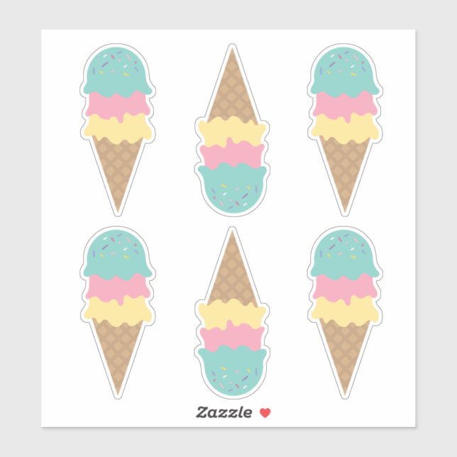 Retro Ice Creme Config Aquamarin Vanilla Rosa Aufkleber (Blatt)
