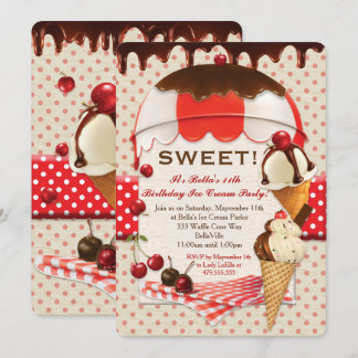 Retro Ice Creme Party Einladung