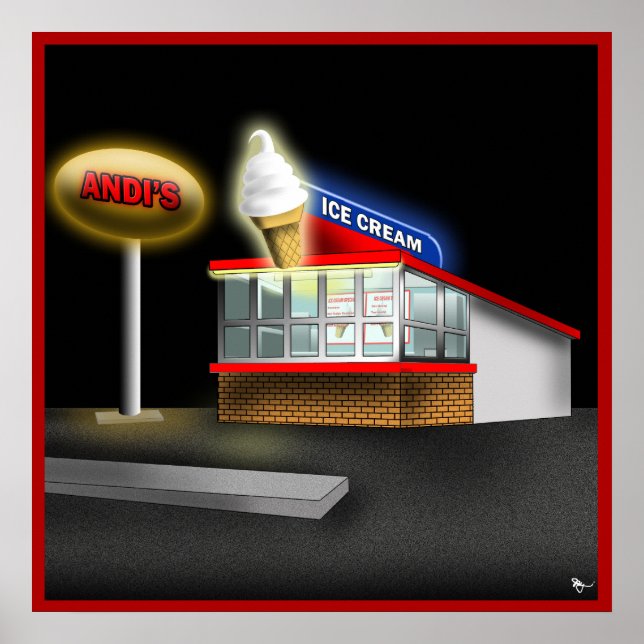 Retro Ice Creme Standplakat Poster (Vorne)