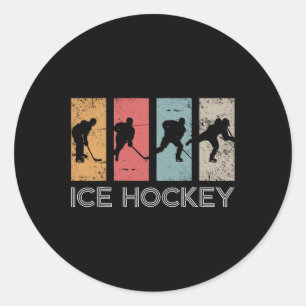 Retro Ice Hockey Players Wintersport Eishockey Runder Aufkleber