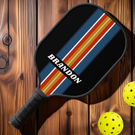 Retro Ice Rainbow Kundgebung Streifen mit Namen Pickleball Schläger