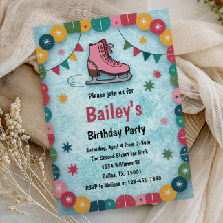 Retro Ice Skaten zum Geburtstag Einladung