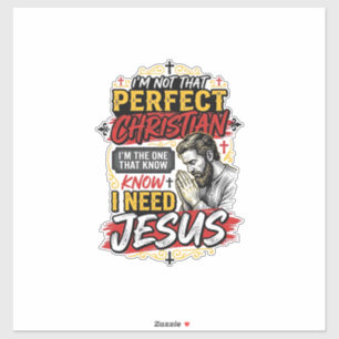 Retro Ich brauche Jesus Christliches T-Shirt Desig Aufkleber