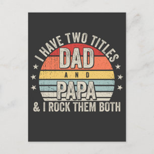 Retro ich habe zwei Titel Papa und Papa Postkarte