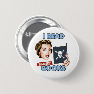 Retro Ich las verbotene Bücher Button