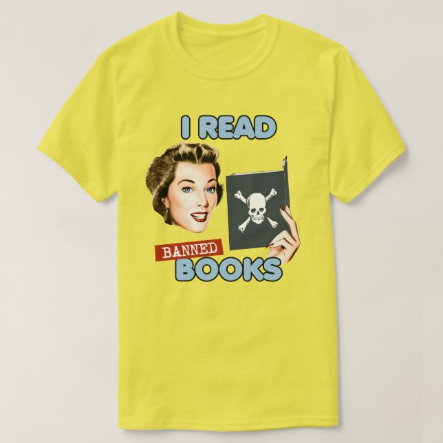 Retro Ich las verbotene Bücher T-Shirt (Design vorne)