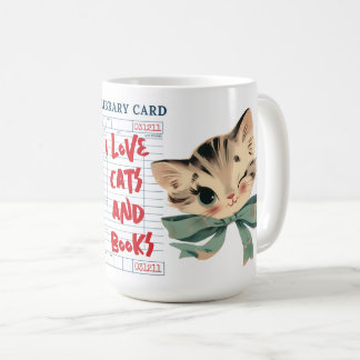 Retro Ich liebe Katzen und Bücher Kaffeetasse