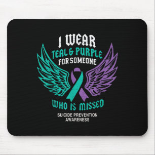 Retro Ich trage Aquamarinen &Amp; Lila für jemande Mousepad