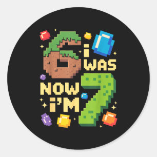 Retro Ich war 6 jetzt bin ich 7 Geburtstagsgeschen Runder Aufkleber