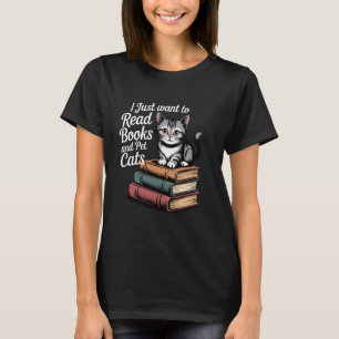 Retro Ich Will Nur Bücher Lesen Und Katzen Streich T-Shirt