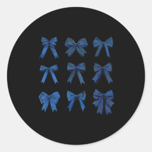 Retro Icy Blue Women Coquette Bow Ribbon Niedlich Runder Aufkleber