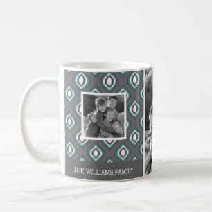 Retro Ikat Stammes- Familien-Fotos u. Text Kaffeetasse