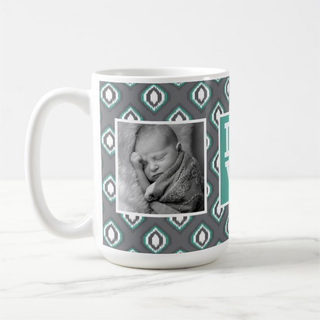 Retro Ikat Tribal Muster | LIEBE mit Fotos Kaffeetasse (Links)