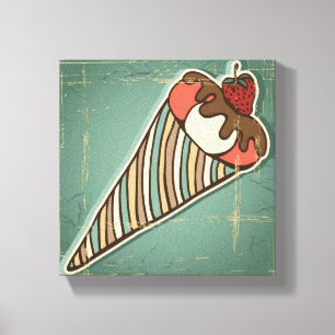 Retro Illustration der Eiscreme Leinwanddruck