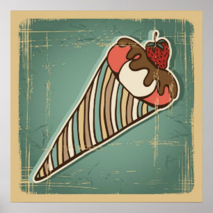 Retro Illustration der Eiscreme Poster