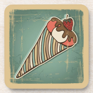 Retro Illustration der Eiscreme Untersetzer