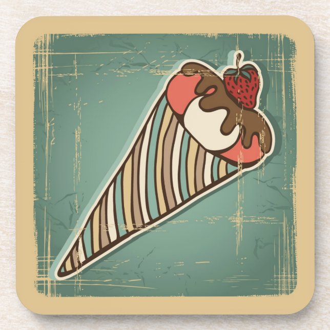 Retro Illustration der Eiscreme Untersetzer (Vorderseite)