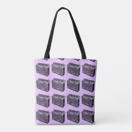 Retro Illustration Radio Tote Tasche