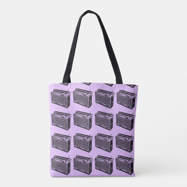 Retro Illustration Radio Tote Tasche (Rückseite)