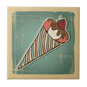 Retro-Illustration von Eiscreme Fliese