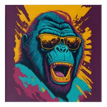 Retro-Illustration von Gorilla mit Sonnenbrille