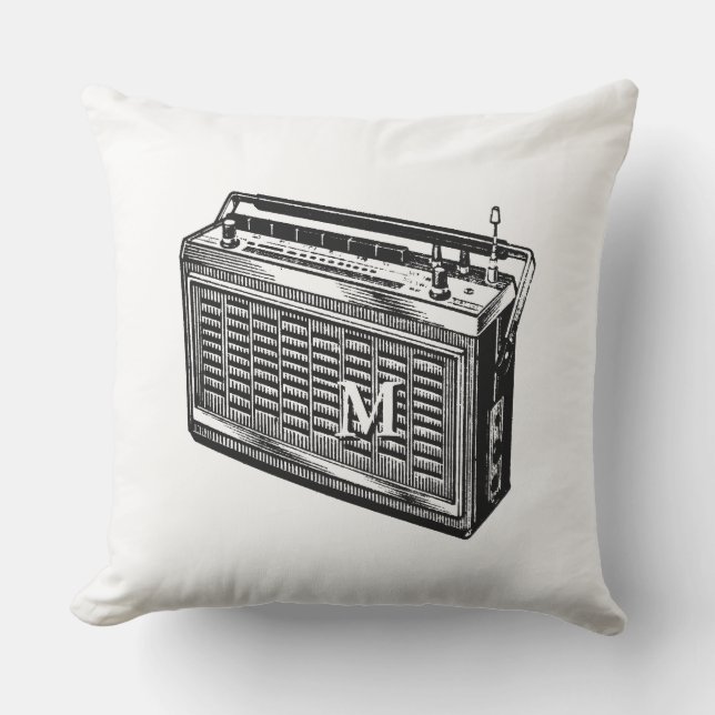 Retro Illustrations-Radio-Monogramm außerhalb des Kissen (Vorderseite)