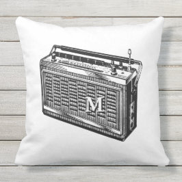 Retro Illustrations-Radio-Monogramm außerhalb des Kissen