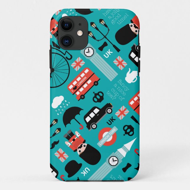 Retro-Illustrationsdruck für das Londoner Reisesym Case-Mate iPhone Hülle (Rückseite)