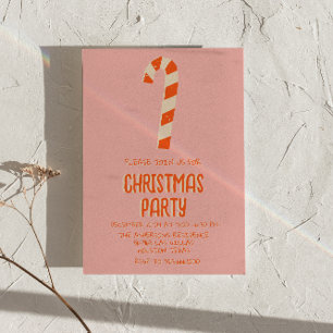 Retro Illustriert Pink Weihnachts Candy Bar Party Einladung