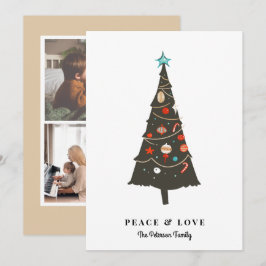 Retro Illustrierter Weihnachtsbaum Modern Feiertagskarte