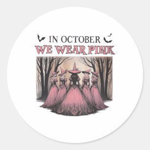 Retro im Oktober tragen wir rosa Hexenkrebs Runder Aufkleber
