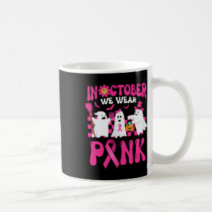 Retro Im Oktober tragen wir rosa Zauberer Brust Kaffeetasse
