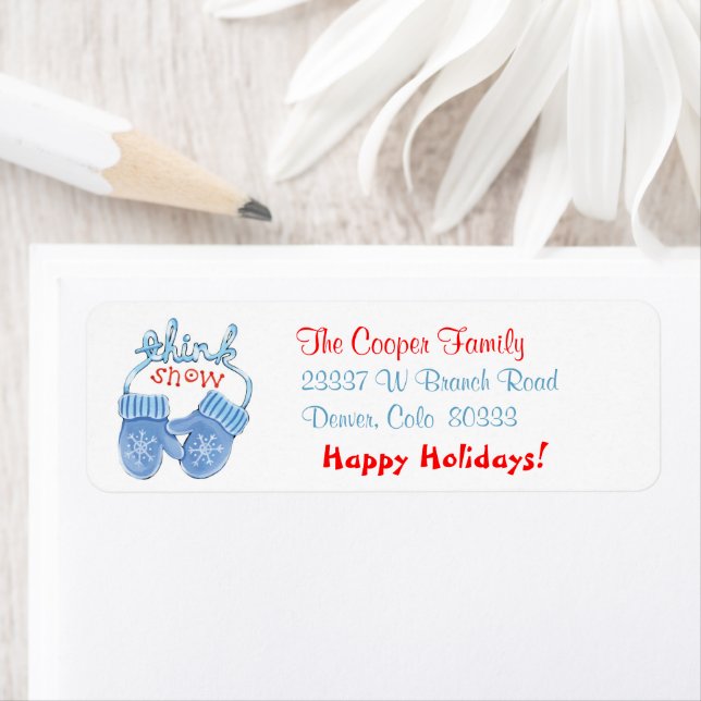 Retro Image Snow Mittens-Rücksendeadresse (Insitu)