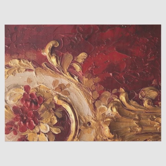 Retro Imitate Gold Viktorianische Ornamente Bordea Seidenpapier (Vorderseite)