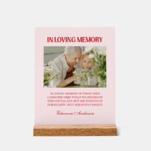 Retro In Loving Memory Foto Hochzeit Rot Pink Acrylschild