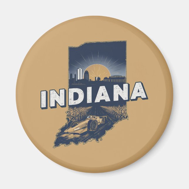 Retro Indiana Landschaftliche Silhouette Magnet (Vorne)