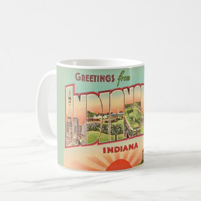 Retro Indianapolis Gruß Kaffeetasse (Vorderseite Links)